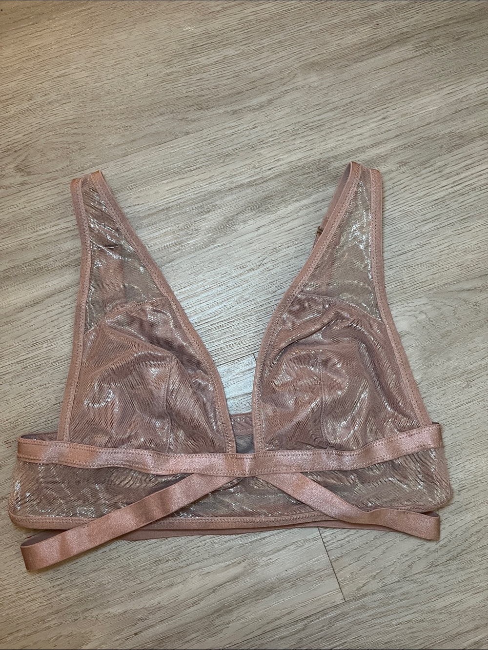 Victorias Secret Sheer Shimmer Bralette in Blush Pink Medium